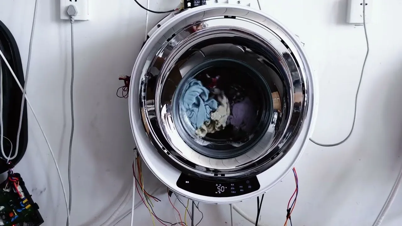 HYAPPL wall-mounted washing machine undergoing performance testing in the laboratory
