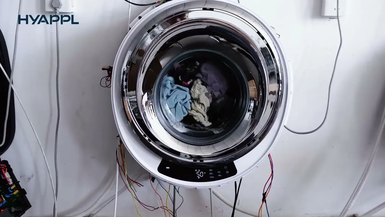 HYAPPL wall-mounted washing machine undergoing washing performance testing